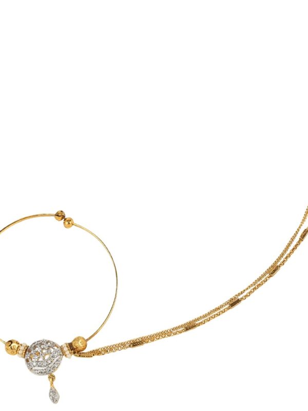Gold finish with American diamond round nose ring - Image 3