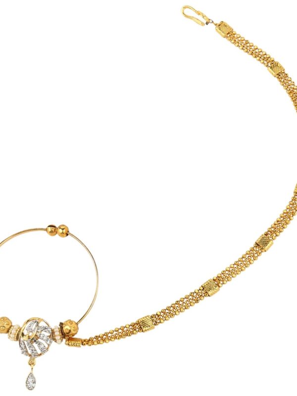 Gold finish with American diamond round nose ring - Image 2