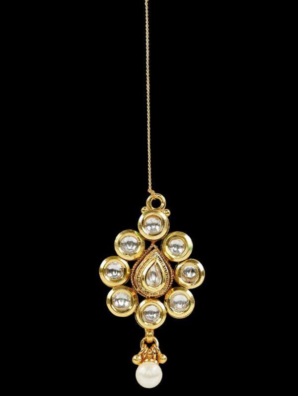 Exclusive Elegant Flower Design Stone Head Chain/ Maang Tikka - Image 5