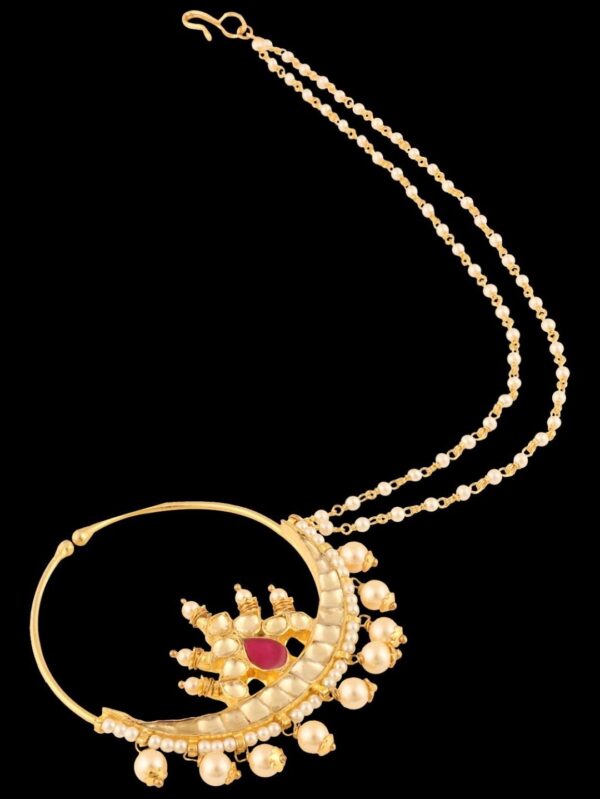 Traditional Micro Gold Polished Nath Polki/Kundan N292AON - Image 3