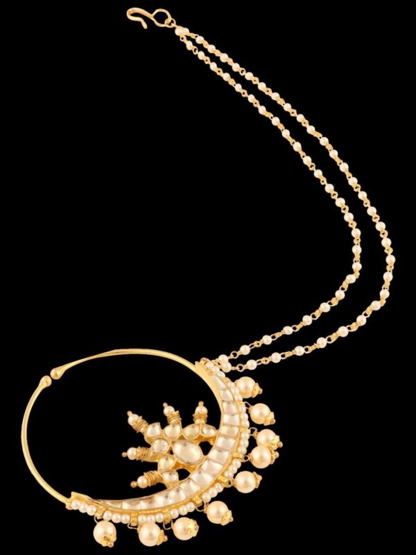 Traditional Micro Gold Polished Nath Polki/Kundan N292CON - Image 3