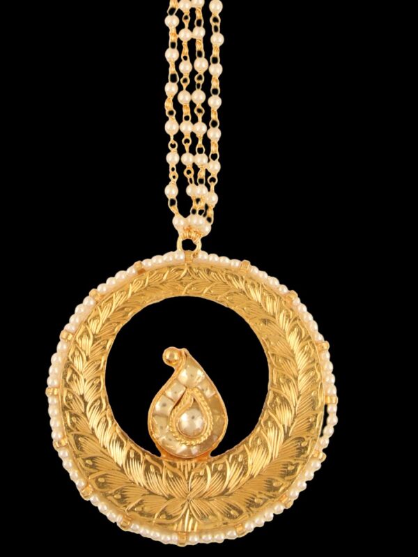 Big Round Golden Moti Chain Damini Tikka/ Passa/ Head Chain - Image 4