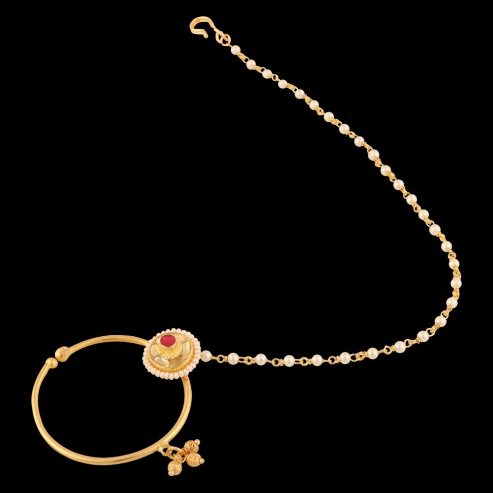 Traditional Micro Gold Polished Nath Polki/Kundan N293EON - Image 3