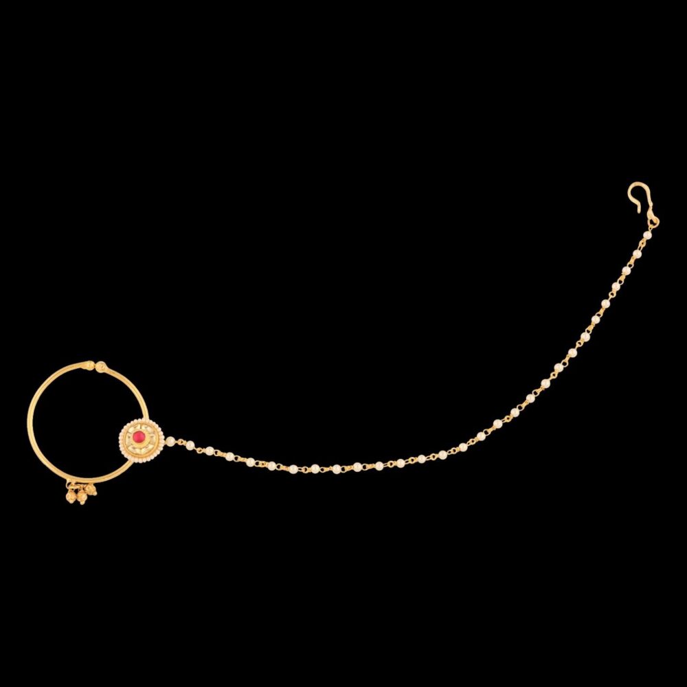 Traditional Micro Gold Polished Nath Polki/Kundan N293EON - Image 5