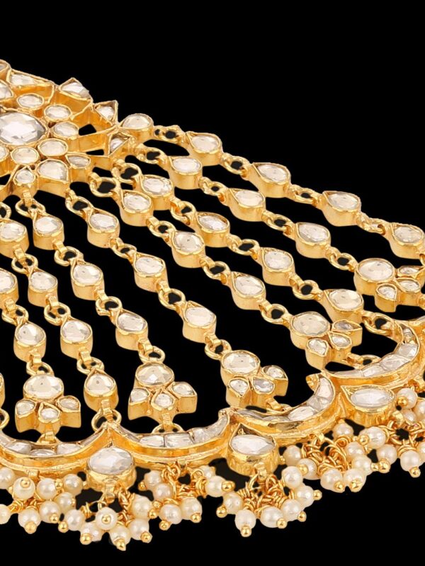Rare Golden White Damini White Latkan Tikka/ Maang Tikka/ Head Chain - Image 3