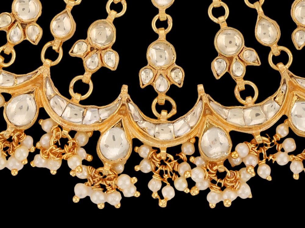 Rare Golden White Damini White Latkan Tikka/ Maang Tikka/ Head Chain - Image 4