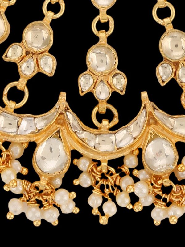 Rare Golden White Damini White Latkan Tikka/ Maang Tikka/ Head Chain - Image 4