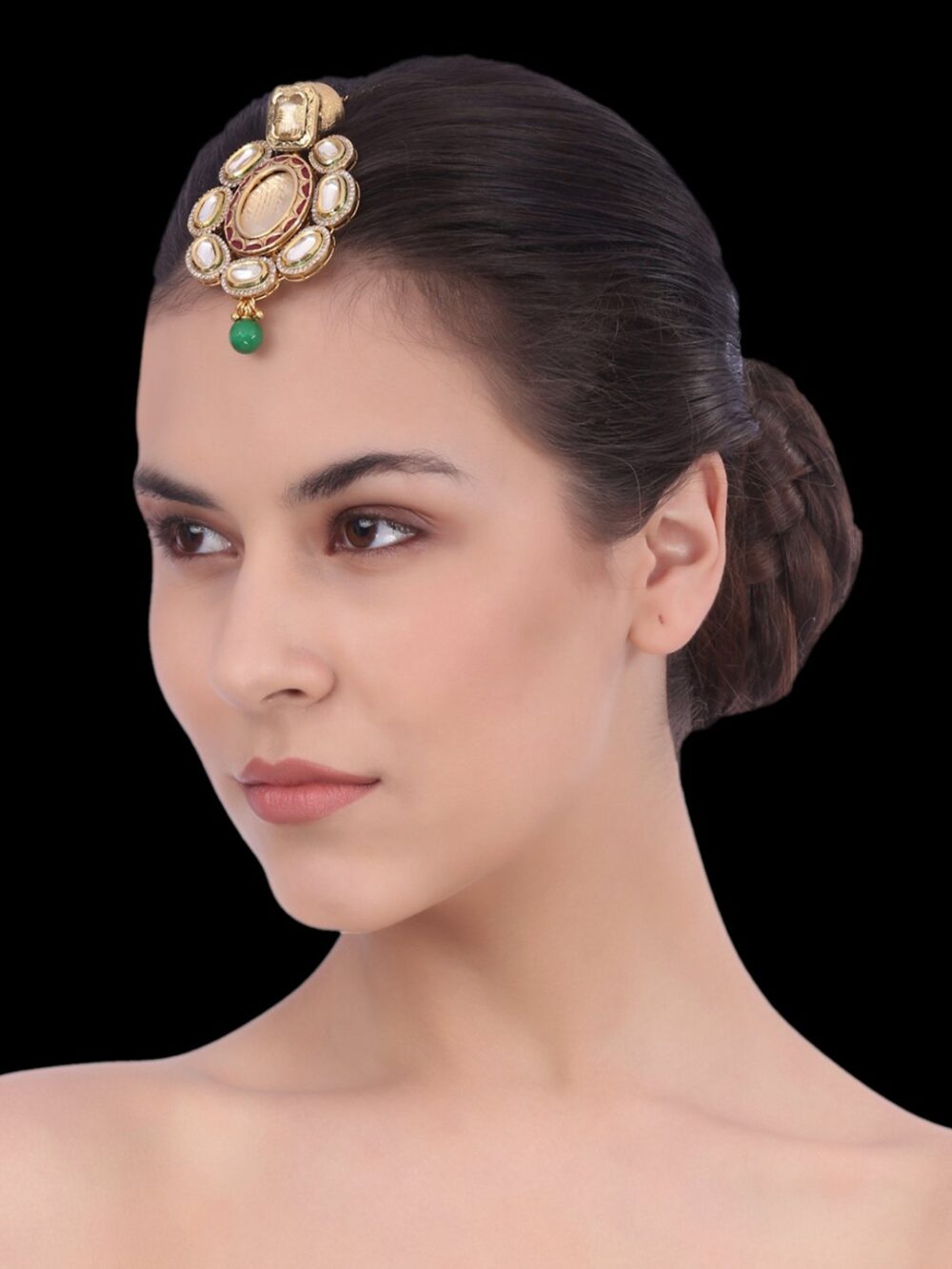 Unique Big Stone Flower Design Polkki/ Damini Tikka/ Maang Tikka