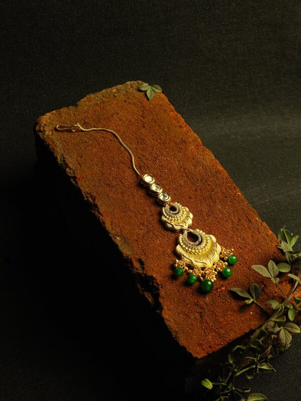 Simple Traditional Elegant Micro Gold Finish Damini Tikka/ Matha Patti/ Head Chain - Image 3