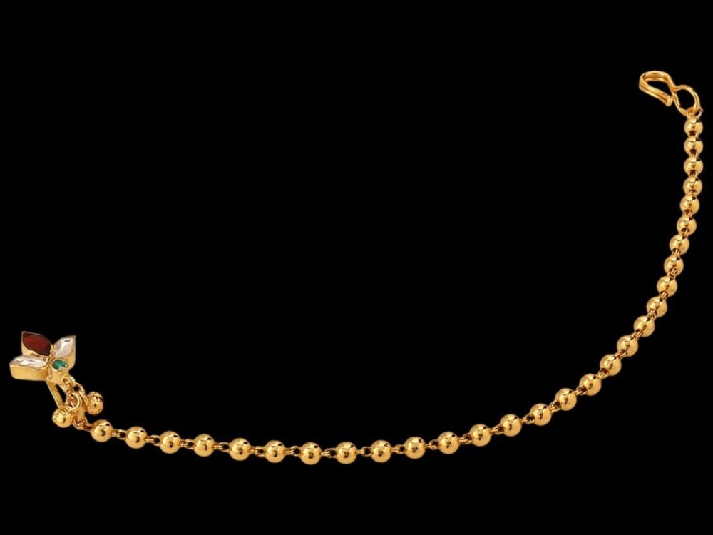 Micro Gold Polished Semi precious Kundan Style Nath/ Nose Pin/Nose Ring. N297AON - Image 4