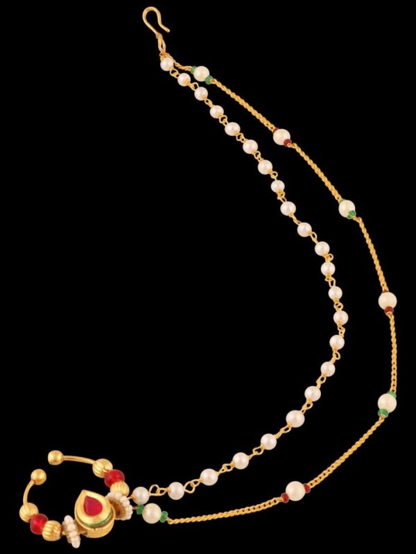 Traditional Micro Gold Polished Nath Polki/Kundan N303AON - Image 4