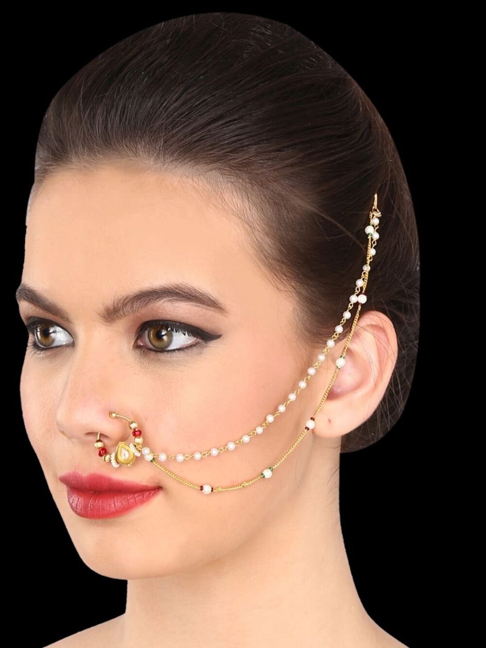 Traditional Micro Gold Polished Nath Polki/Kundan N303BON - Image 2
