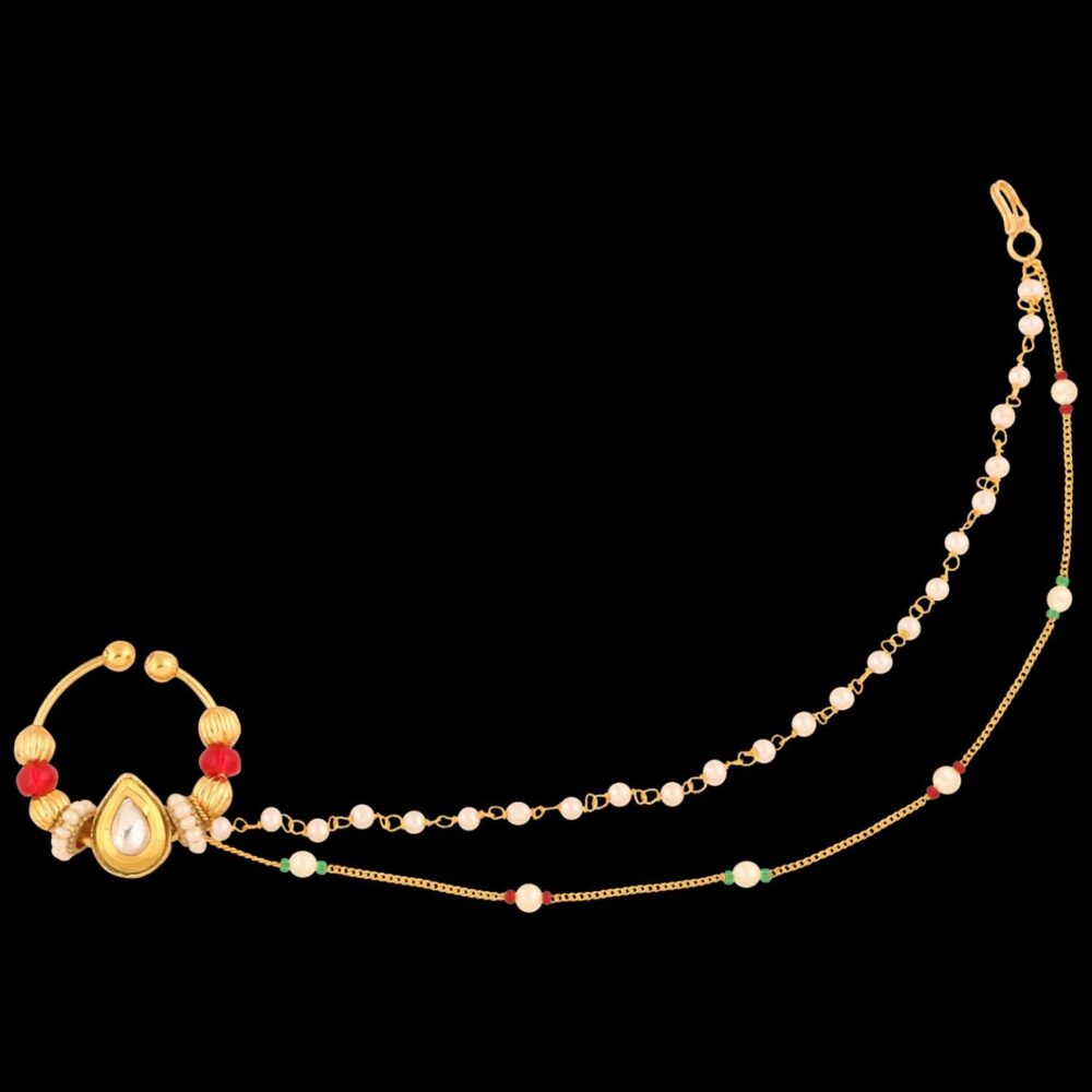 Traditional Micro Gold Polished Nath Polki/Kundan N303BON - Image 3