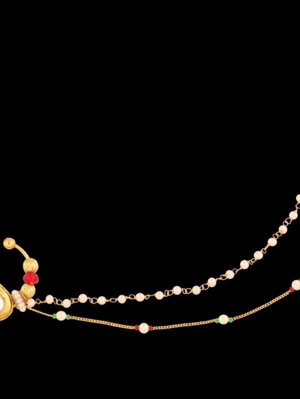 Traditional Micro Gold Polished Nath Polki/Kundan N303BON - Image 3