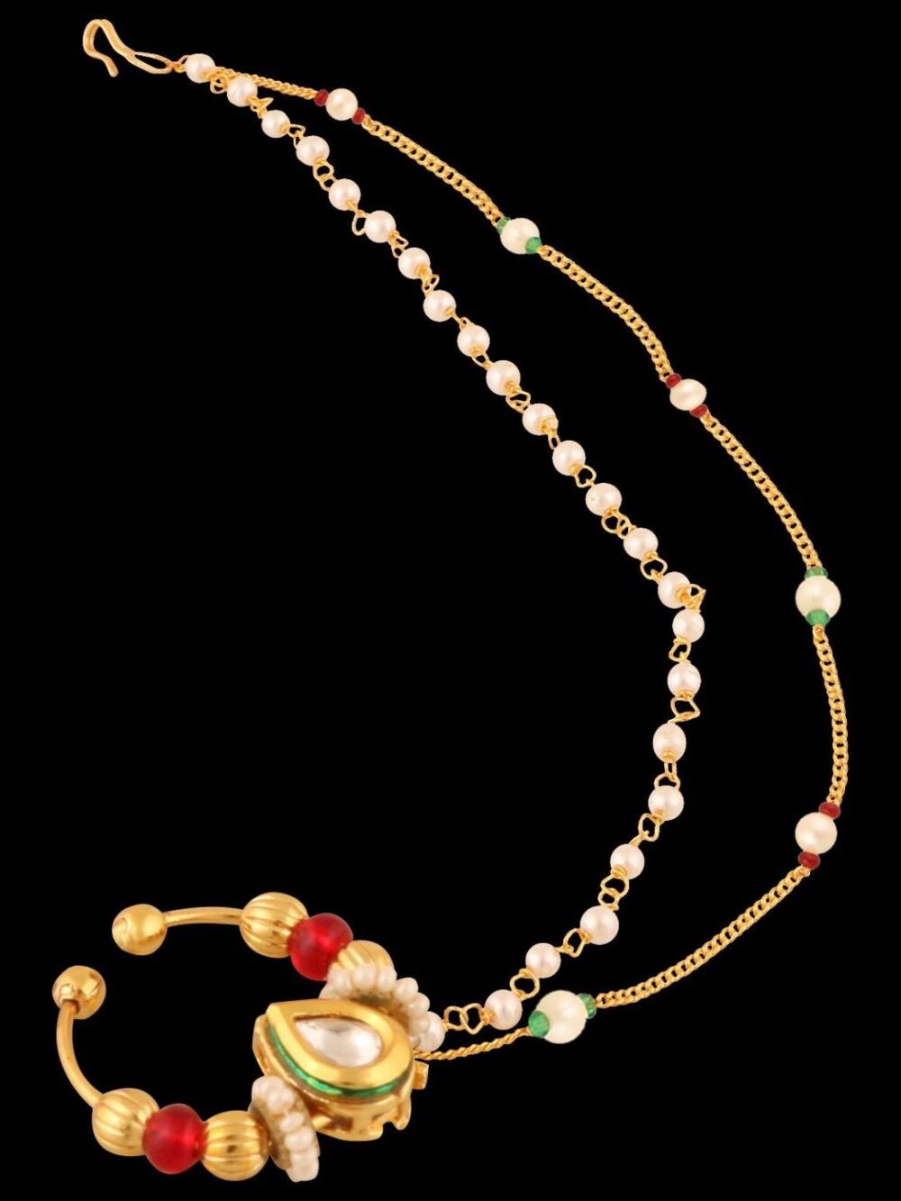 Traditional Micro Gold Polished Nath Polki/Kundan N303BON - Image 4