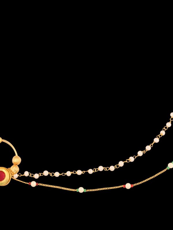 Traditional Micro Gold Polished Nath Polki/Kundan N304AON - Image 3