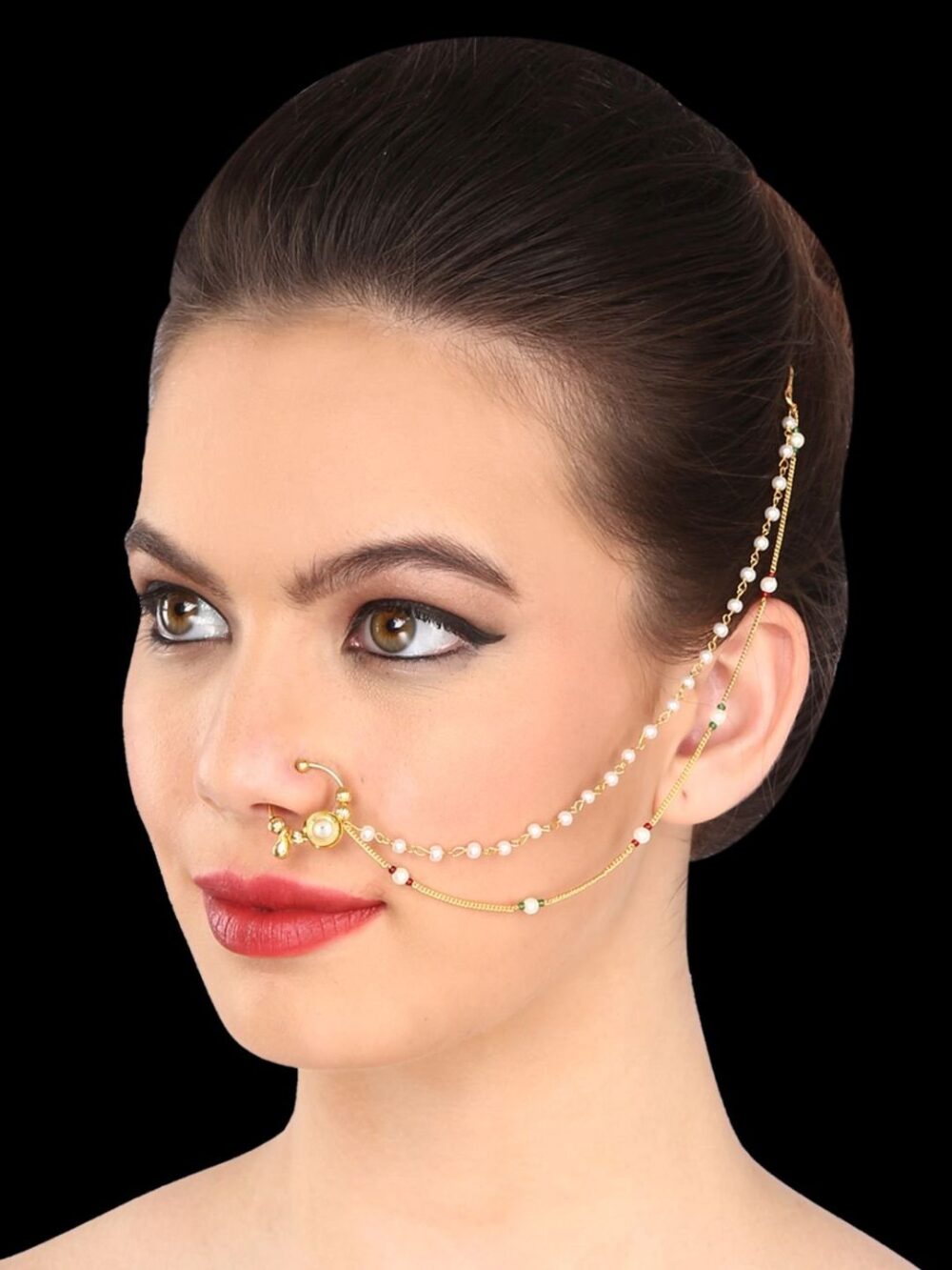 Traditional Micro Gold Polished Nath Polki/Kundan N304BON - Image 2