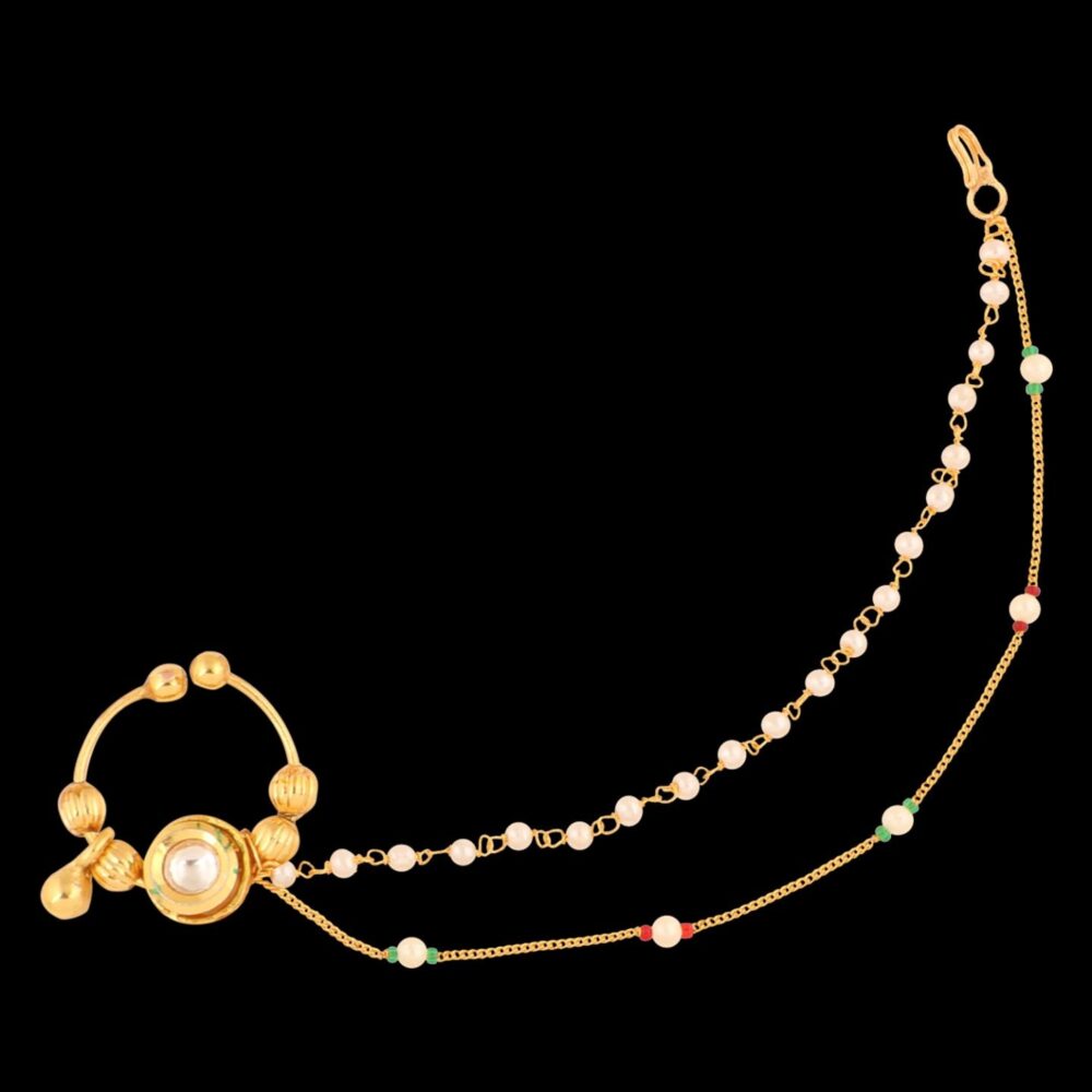 Traditional Micro Gold Polished Nath Polki/Kundan N304BON - Image 3