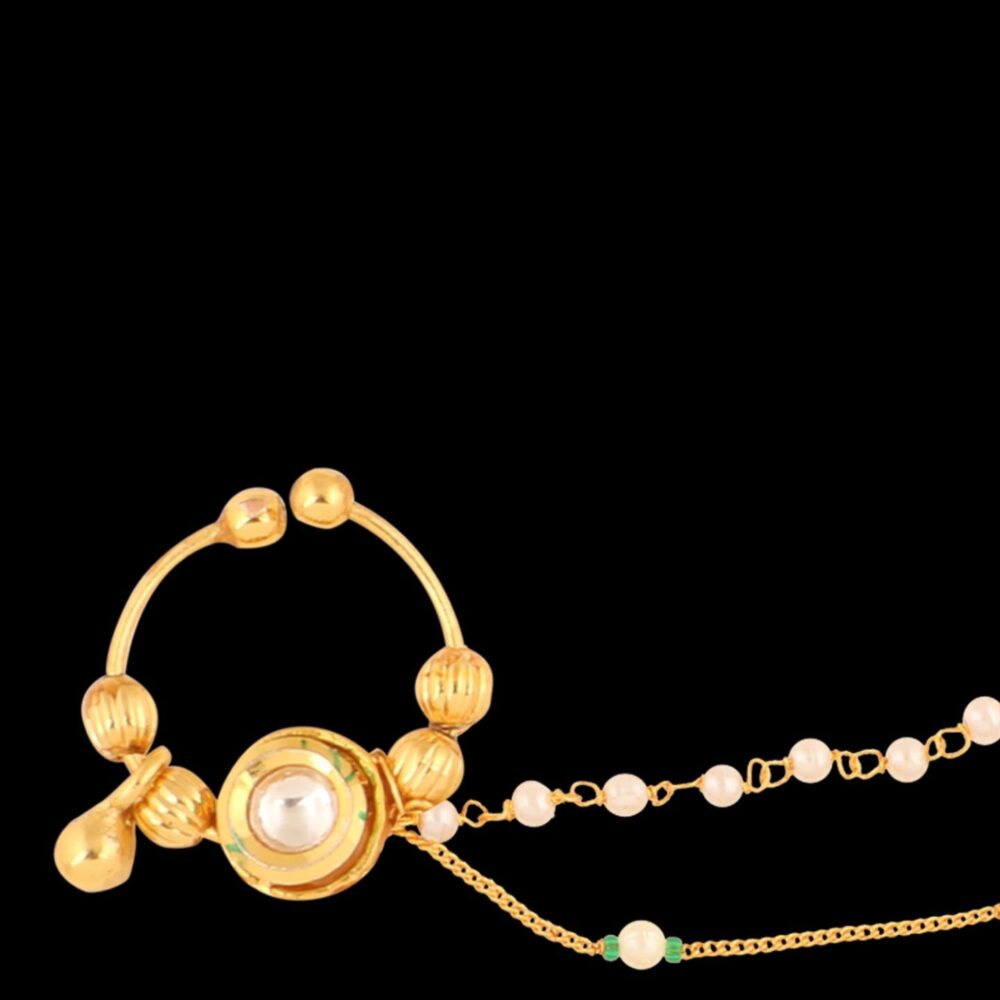 Traditional Micro Gold Polished Nath Polki/Kundan N304BON - Image 5