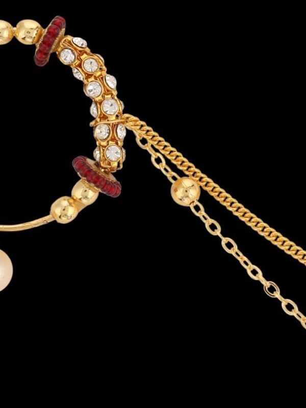 Micro Gold Polished Sem Micro Gold Polished Semi Precious Stones & Pearl Nath/ Nose Pin/Nose Ring. - Image 4