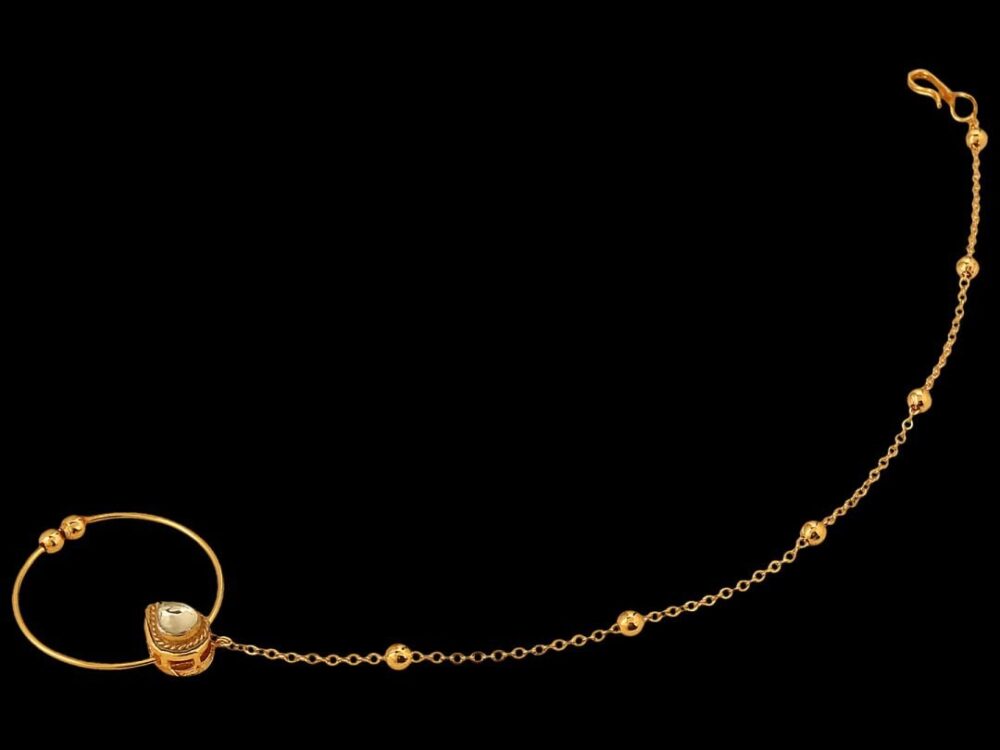 Micro Gold Polished Semi precious Kundan Style Nath/ Nose Pin/Nose Ring. N327ON - Image 4