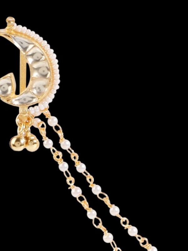 Traditional Micro Gold Polished Nath in Polki/Kundan N320ON - Image 4