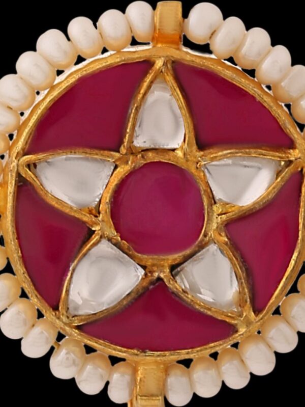 Micro Gold Polished Semi Precious Kundan & Pearl Nath/ Nose Pin/Nose Ring. N462AON - Image 5