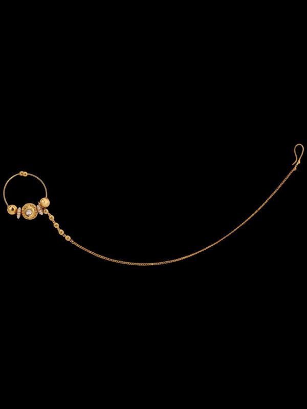 Gold finish with white polki nose ring - Image 4