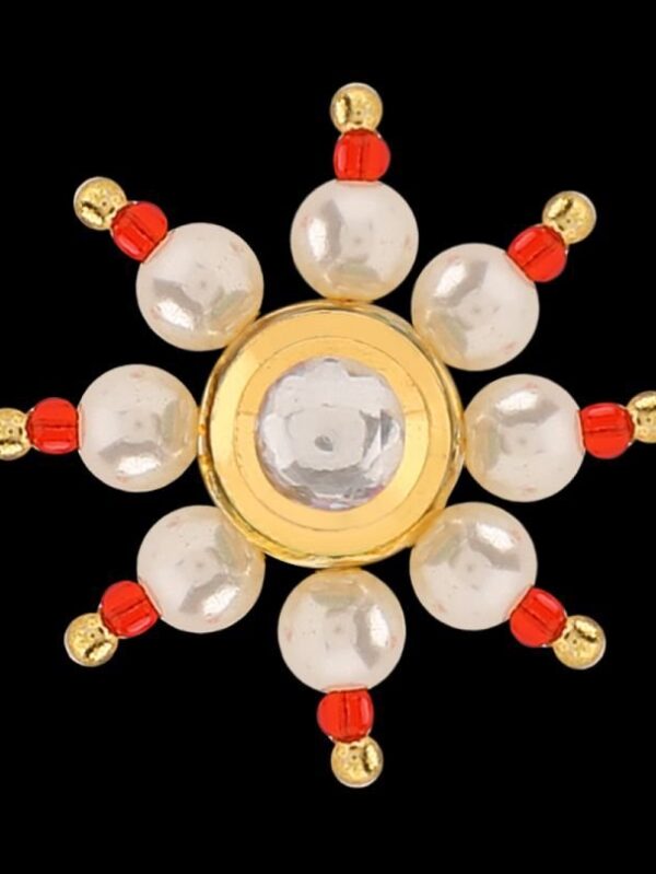 Micro Gold Polished Semi Precious Kundan & Pearls Nath/ Nose Pin/Nose Ring. N436ON - Image 2