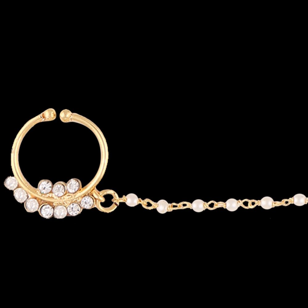 Gold finish with stone detail nose ring