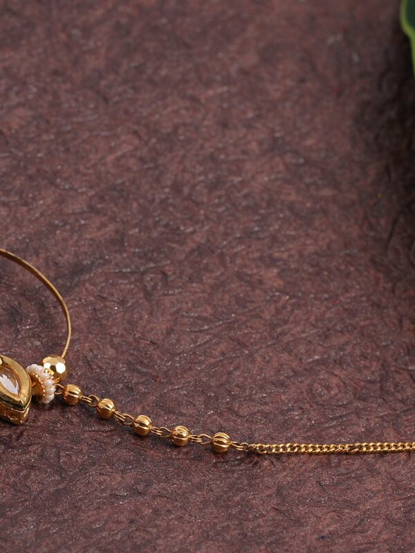 Gold finish with white polki nose ring - Image 2