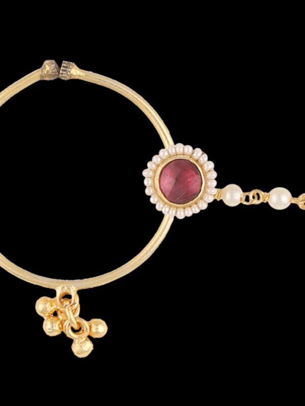 Gold finish with rhodolite kundan nose ring