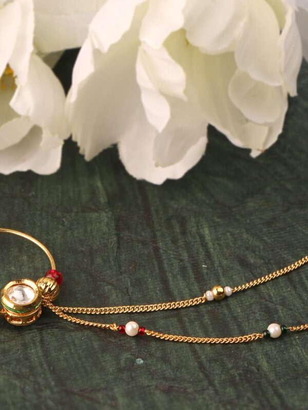Gold finish with white polki small nose ring
