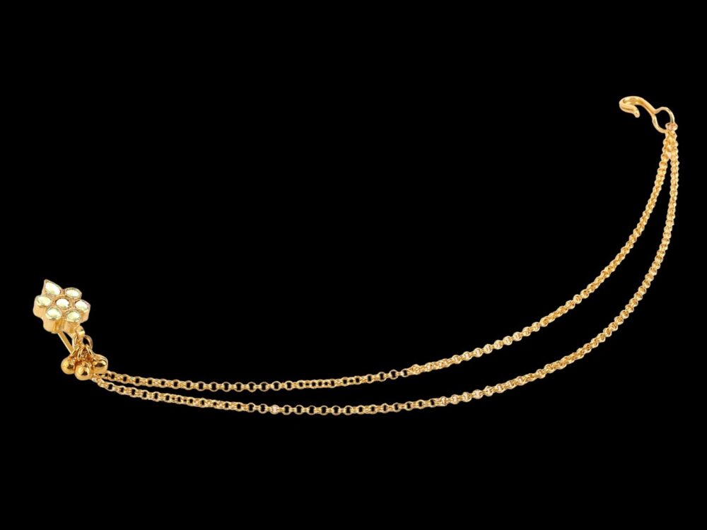 Micro Gold Polished Semi Precious Kundan Stones Nath/ Nose Pin/Nose Ring. N406FON - Image 4