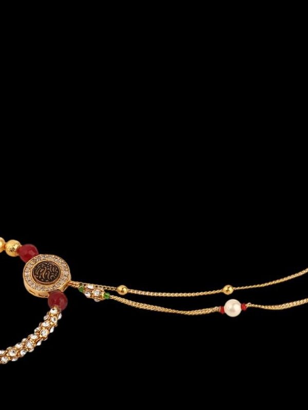 Micro Gold Polished Semi Precious Stones & Black Enamel Nath/ Nose Pin/Nose Ring. N408ON - Image 4
