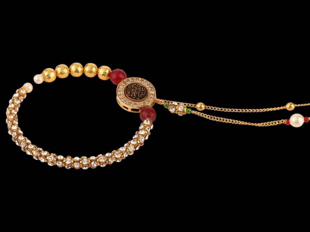 Micro Gold Polished Semi Precious Stones & Black Enamel Nath/ Nose Pin/Nose Ring. N408ON - Image 5