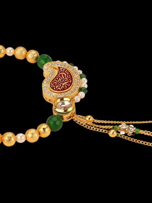 Micro Gold Polished Semi Precious Stones & Red Enamel Nath/ Nose Pin/Nose Ring. N409ON - Image 3