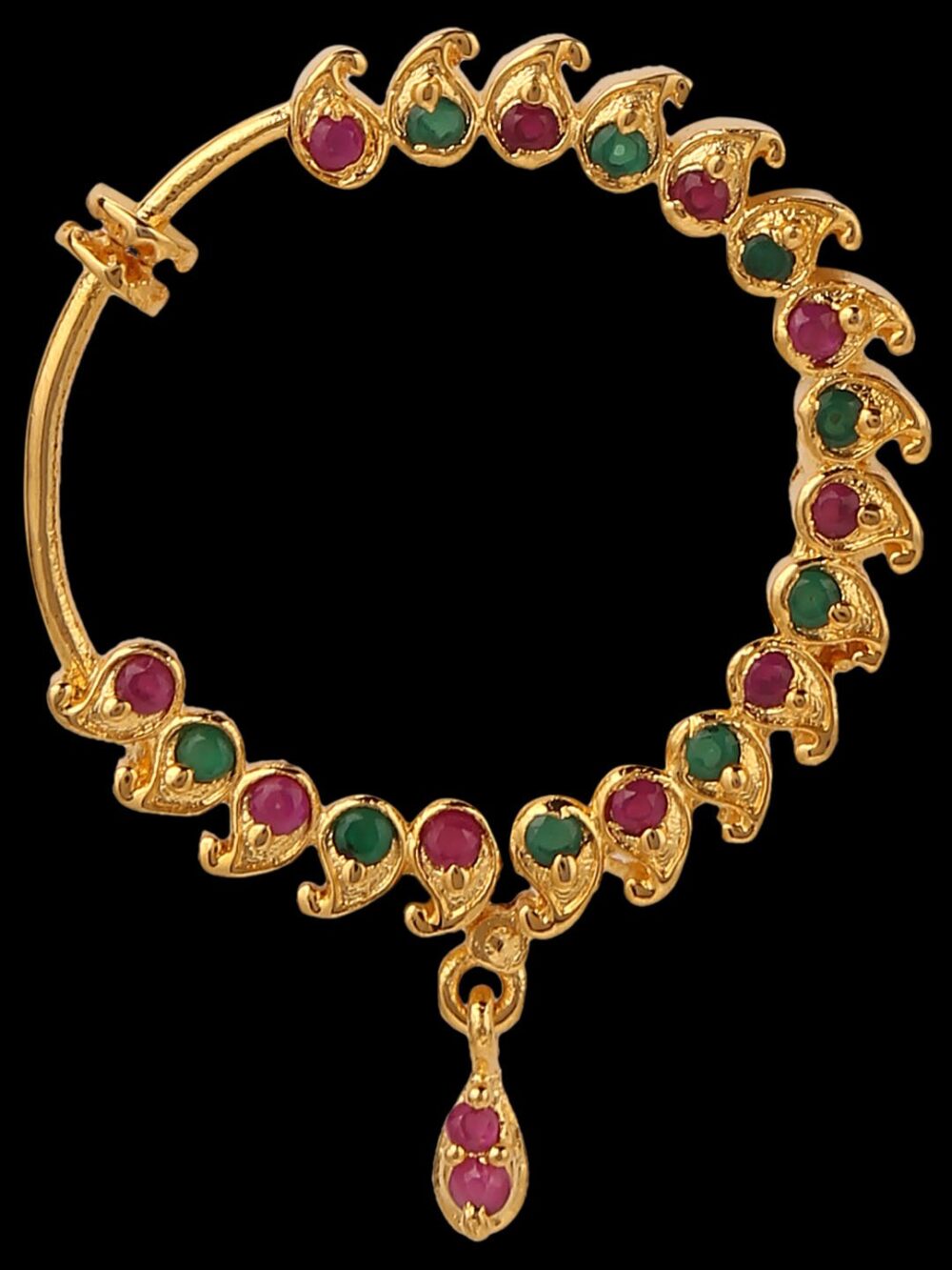 Micro Gold Polished Semi Precious Stones Nath/ Nose Pin/Nose Ring. N415ON - Image 3