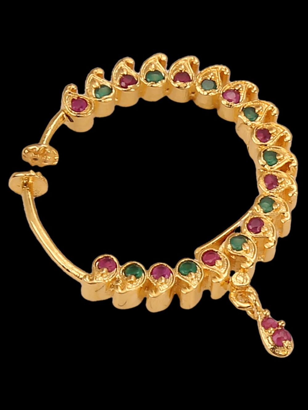 Micro Gold Polished Semi Precious Stones Nath/ Nose Pin/Nose Ring. N415ON - Image 4