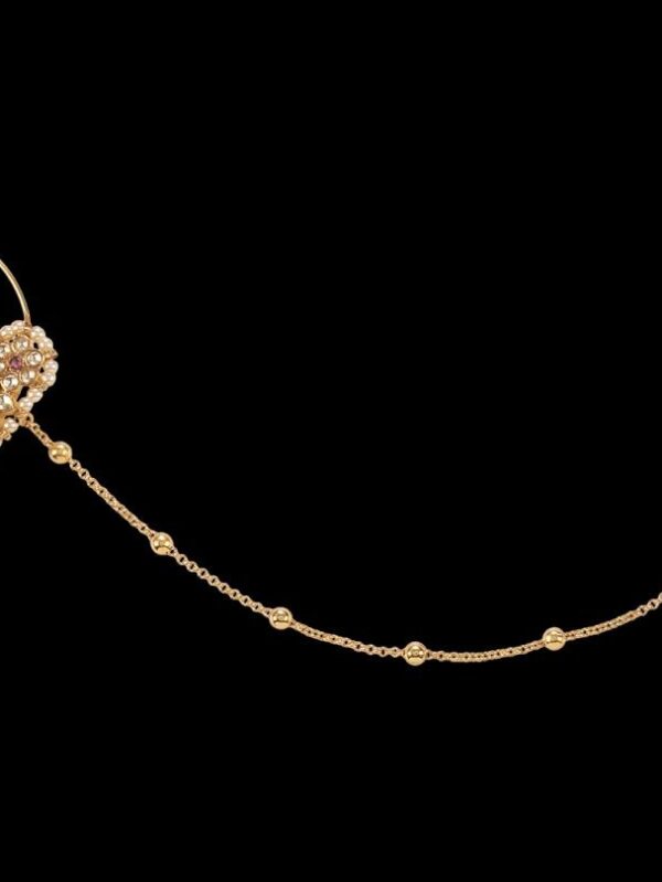 Micro Gold Polished Pearl & Semi Precious Kundan & Pearl Padmavati Nath/ Nose Pin/Nose Ring. N429A - Image 3