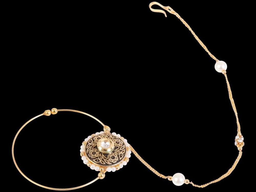 Studio Traditional Micro Gold Polished Nath Polki/Kundan N354ON - Image 5