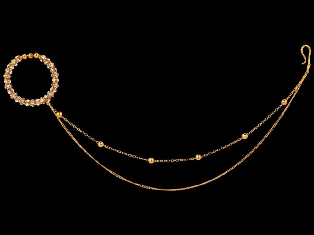 Micro Gold Polished Semi Precious Stones Nath/ Nose Pin/Nose Ring. N356ON - Image 3