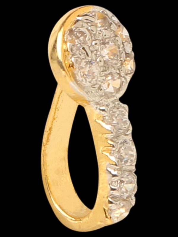 Micro Gold Polished American Diamond Nath/ Nose Pin/Nose Ring/Clip on Nath. N361ON - Image 3