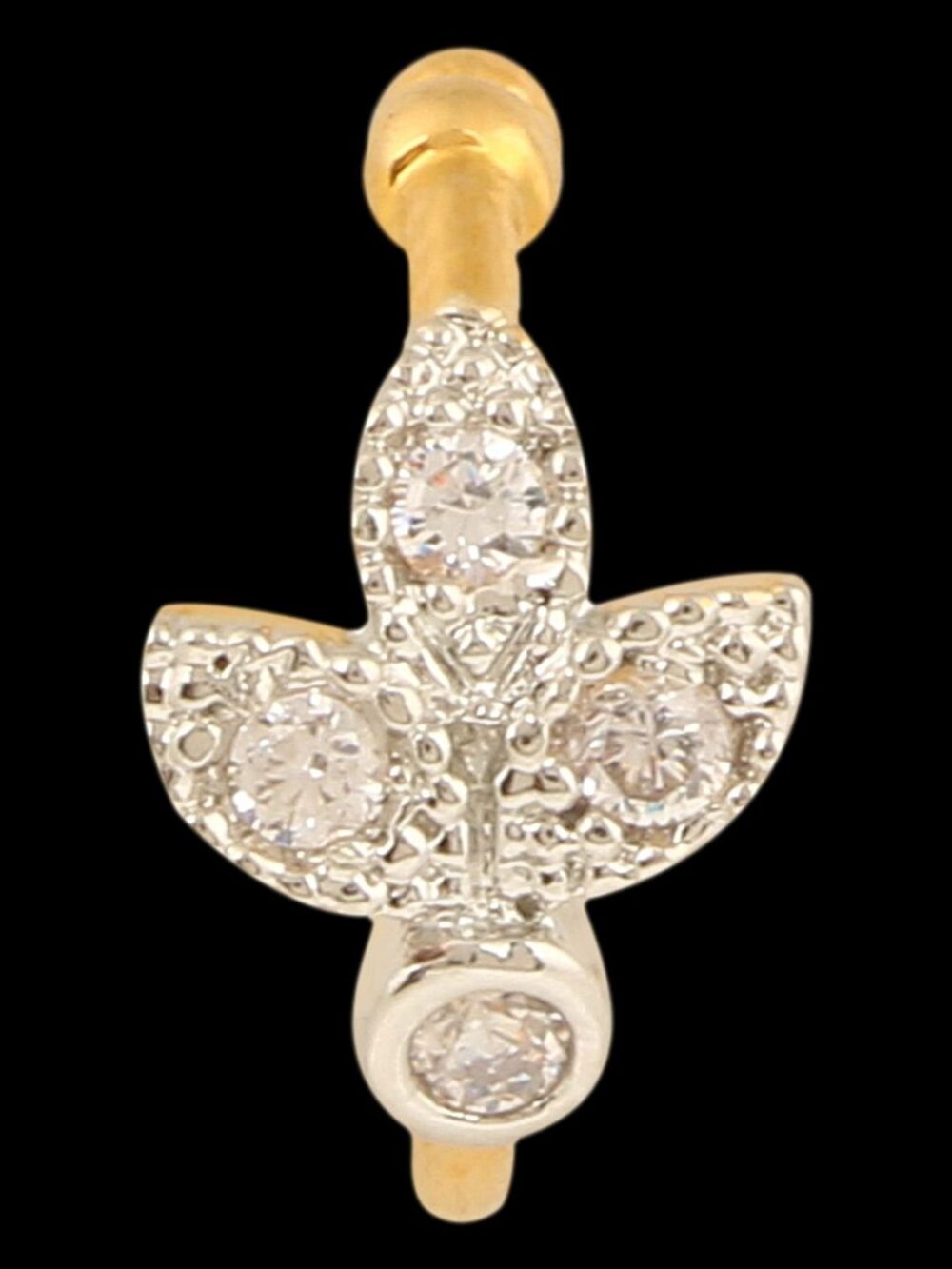 Micro Gold Polished American Diamond Nath/ Nose Pin/Nose Ring/Clip on Nath. N372ON - Image 5