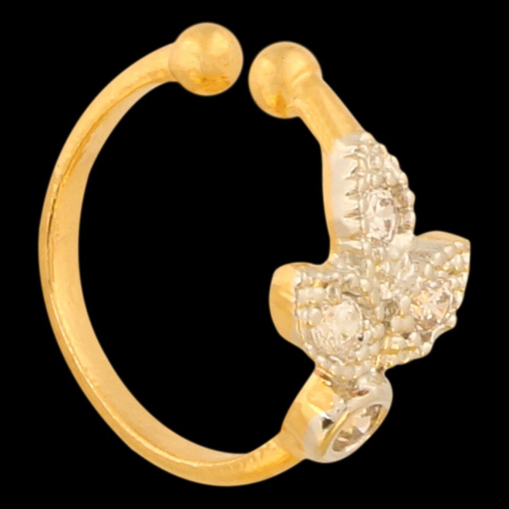 Micro Gold Polished American Diamond Nath/ Nose Pin/Nose Ring/Clip on Nath. N372ON - Image 6