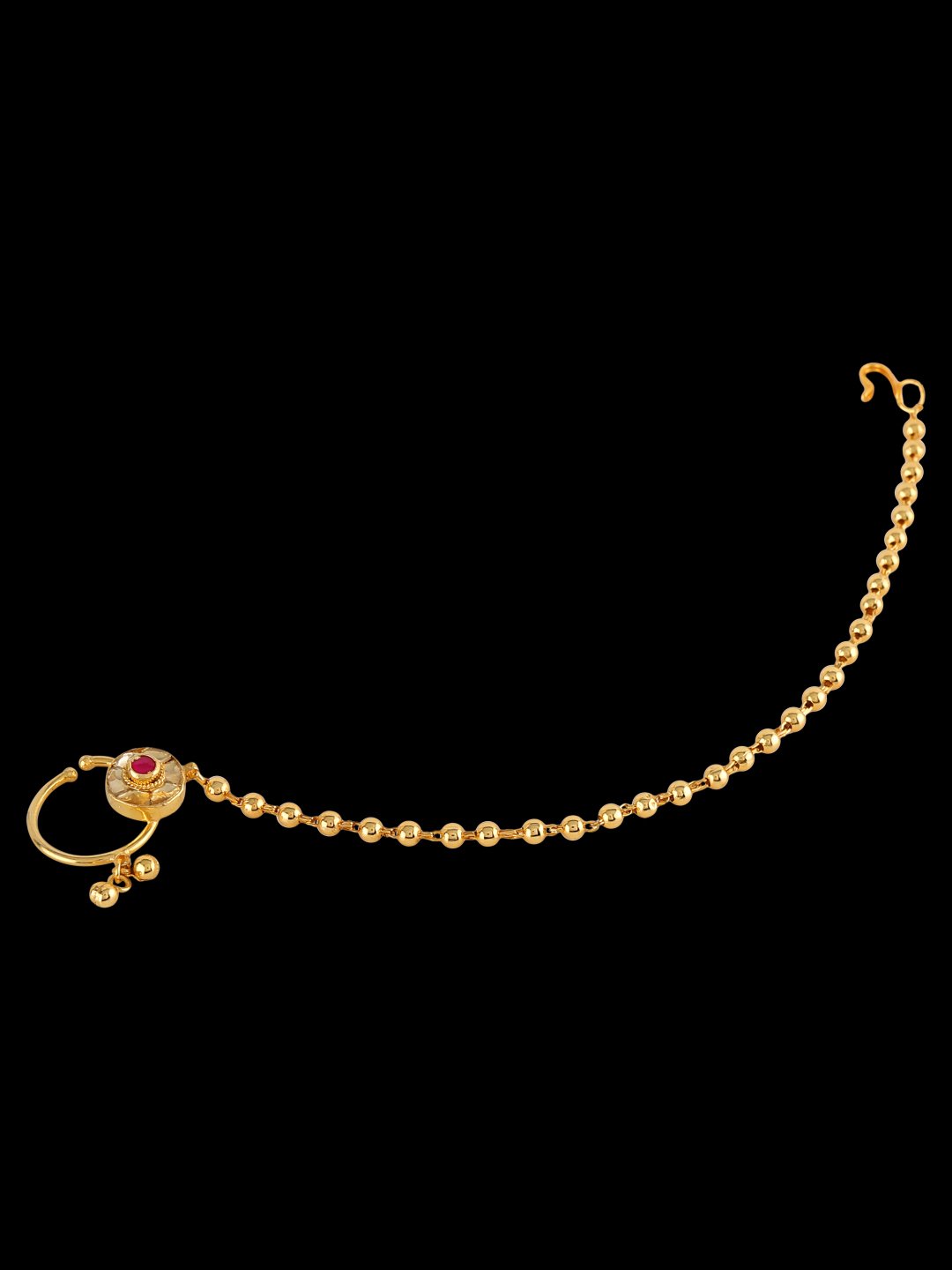 Small Red Kundan Studded Nose Ring - Image 5