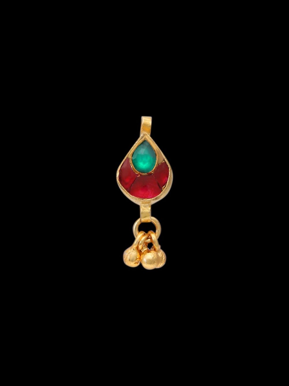 Red and Green Raindrop Clip on Nath - Image 5