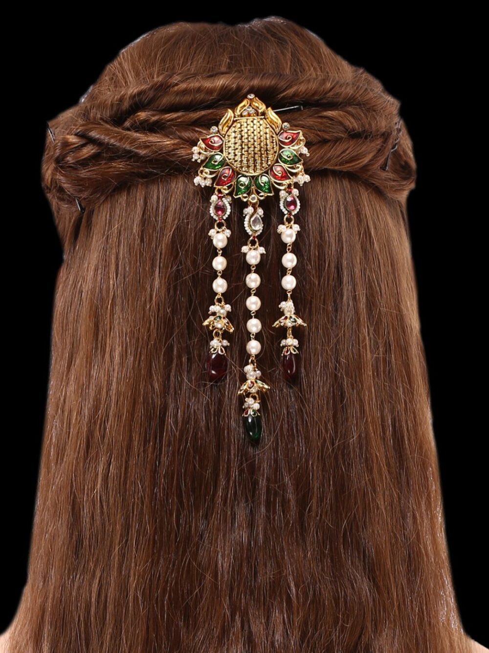 Kundan hair piece for women HA794ON. - Image 2