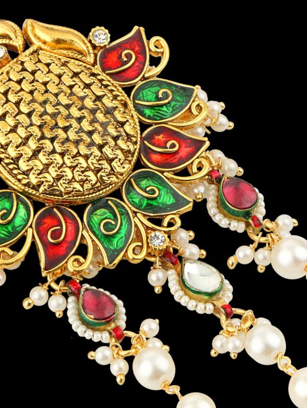 Kundan hair piece for women HA794ON. - Image 4