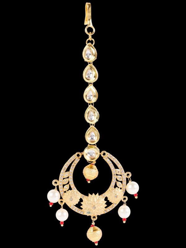 Semi Precious Micro Mini Pear Chain Maang Tikka/ Matha Patti - Image 4